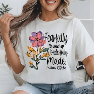 Fearfully Wonderfully Made Floral Design: Christian PNG SVG (Digital Download)