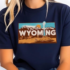 Wyoming PNG - Vintage Yellowstone Reiseaufkleber, Retro Cowboy & Mountain Design für Sublimation und T-Shirts