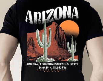 Arizona Desert Sunset PNG: Retro Cactus Clipart (Digital Download)
