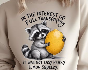 Lustige Waschbär Zitrone sarkastisches T-Shirt Design PNG (Instant Download)