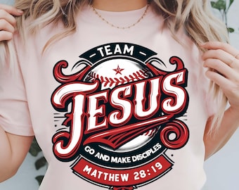 Design Team Jesus Baseball: clipart per maglietta cristiana (PNG)