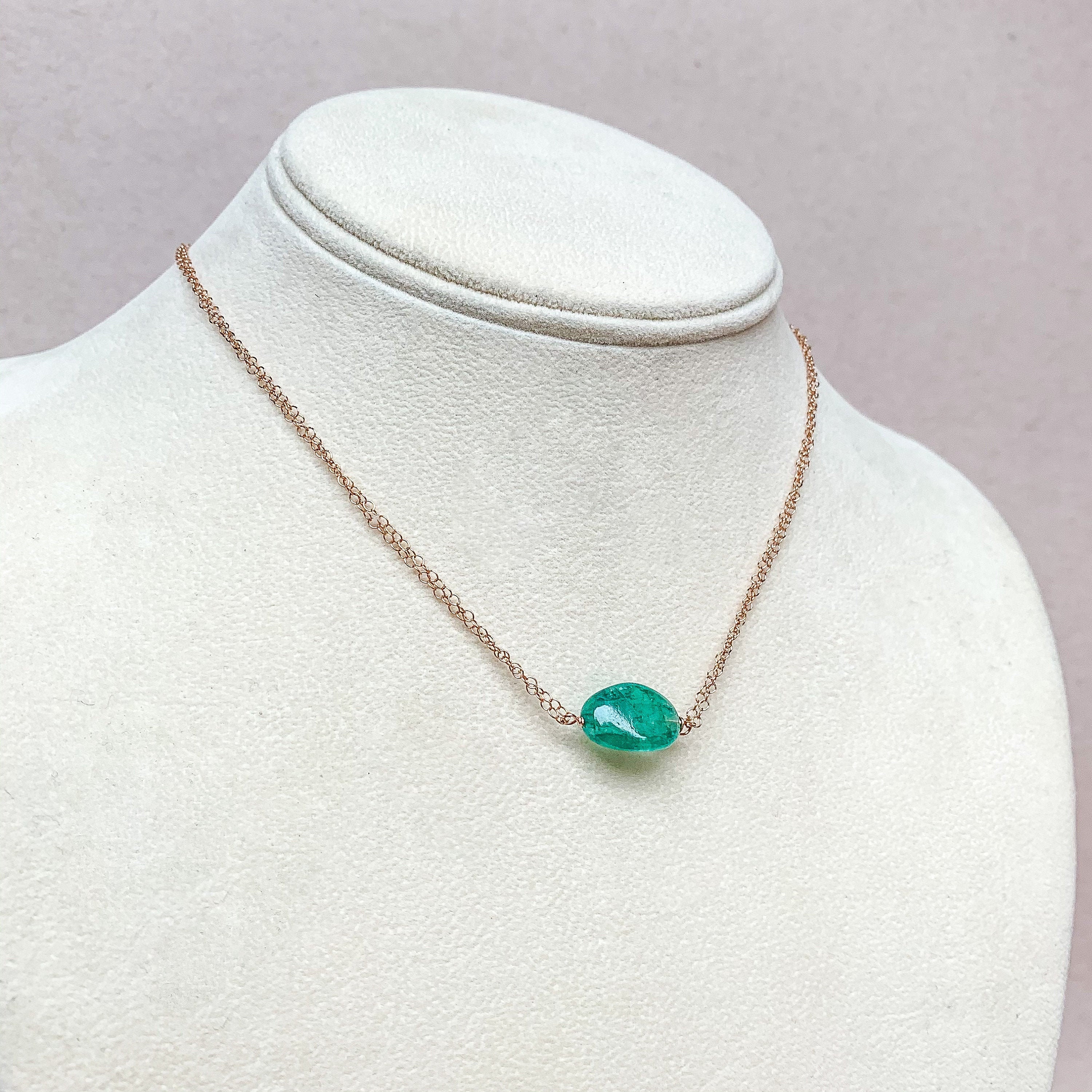 Emerald necklace emerald rose gold necklace rose gold Etsy