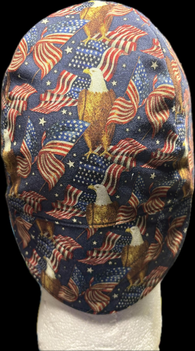 Custom Welding Hat, Reversible, Breathable Cotton, Made to Order Eagle and Flag