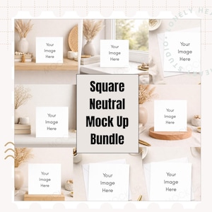 Paket med fyrkantiga kortmodeller, neutrala Canva-mallar och PDF-fil (digital nedladdning)