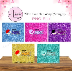 Pepsi Max inspired Bundle - 5 Glitter designs - Soft Drink - 20oz Straight Tumbler Wrap - Digital File - PNG