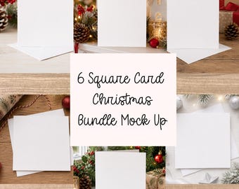 Square Card Mockup Bundle, Christmas Festive Canva Templates & PDF File (Digital Download)
