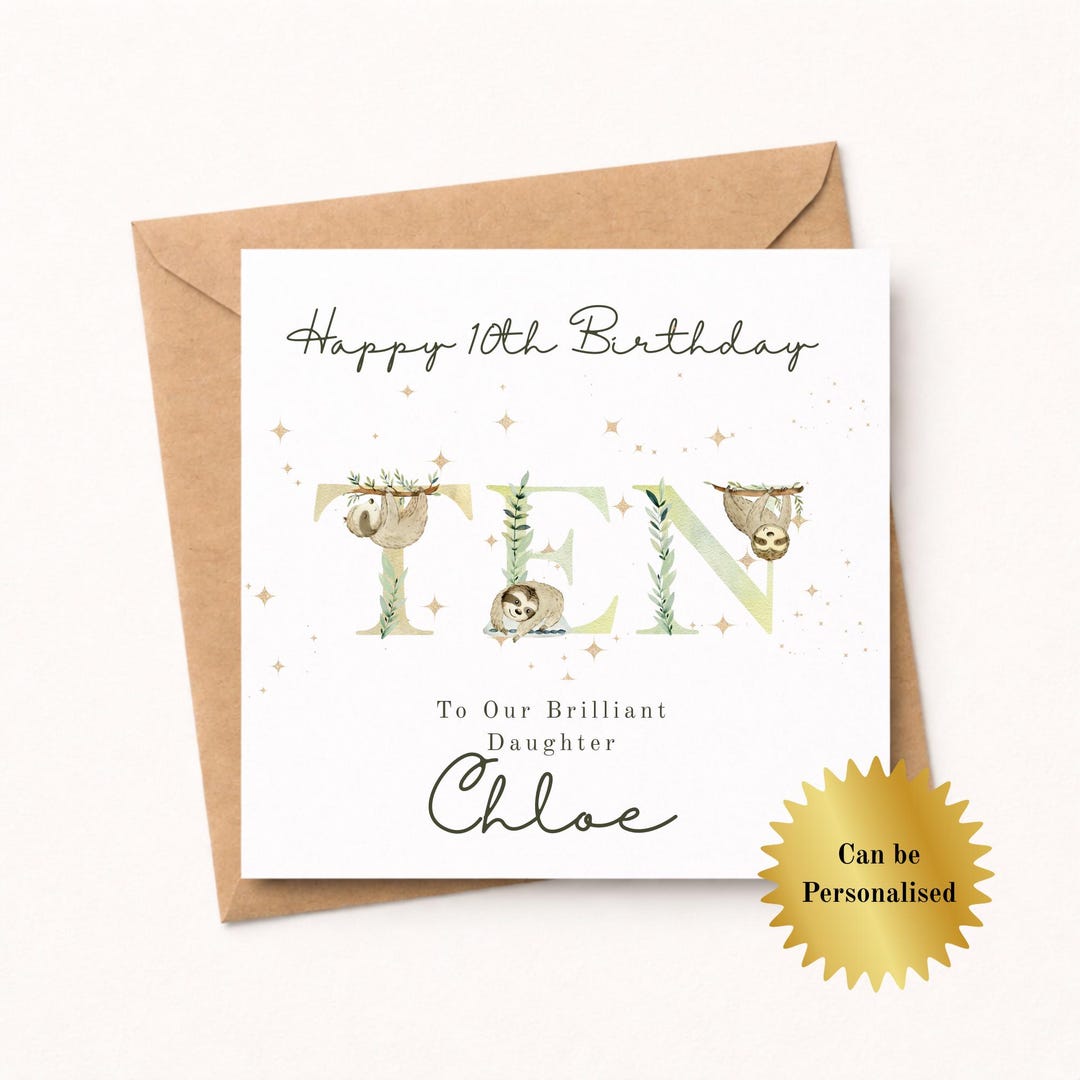 Personalised Sloth Birthday Card: Custom Milestone Card - Etsy UK
