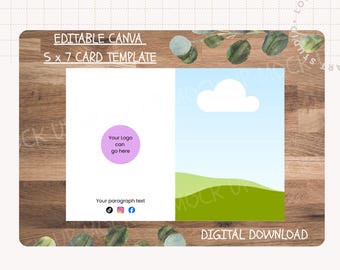 5x7 Card Template - Printable Greeting Card Layout, Canva Editable (Digital Download)