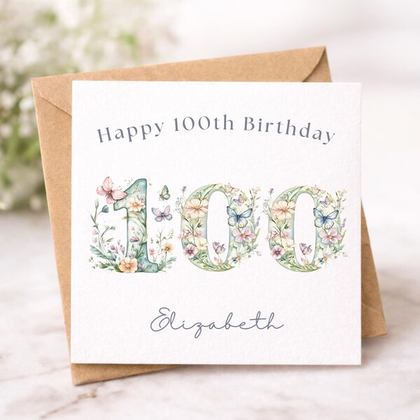 100th Birthday Card - Etsy UK