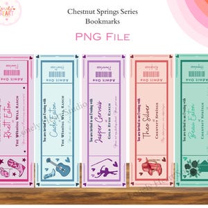Chestnut Springs-serie bladwijzers x 5 | Digitale download | PNG | Romantiek | Boekachtig | Hopeloos | Foutloos | Machteloos | Roekeloos | Harteloos