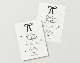 Festinbjudan, Handskriven, Illustration, Band och hjärtan, Förlovningsfest, Textinbjudan, Digital inbjudan, Bröllop