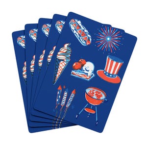 Jeu de cartes 4 juillet - jeu de cartes patriotique, drapeau américain, cartes jour de l'indépendance, rouge blanc bleu, soirée jeux, cadeau pour lui et lui