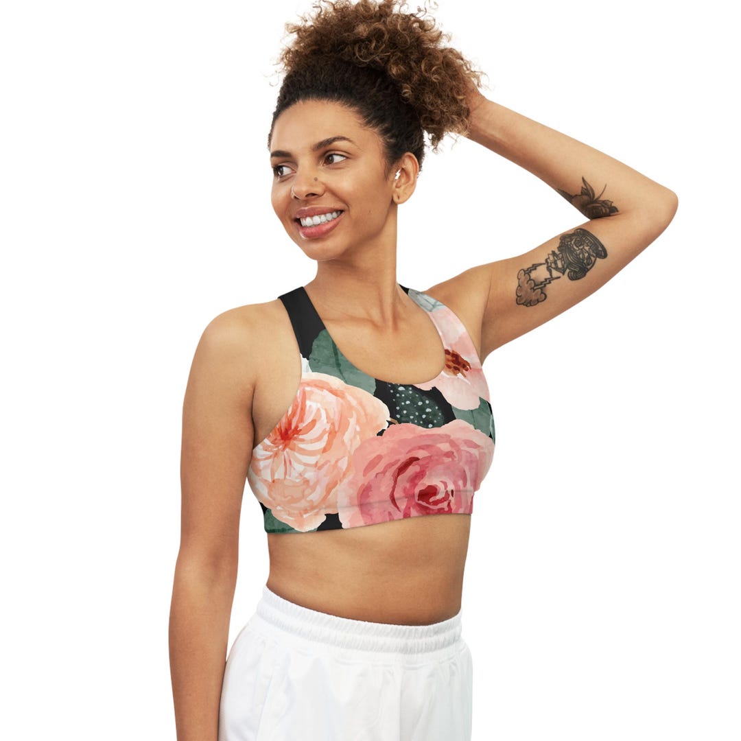 Colorful Rose Floral Sports Bra