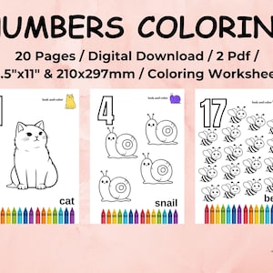 Numbers Coloring Pages, Printable Preschool Sheets, Kindergarten Homeschool Worksheet Activity, Coloring Page, Kids Activity, Gift For Kids