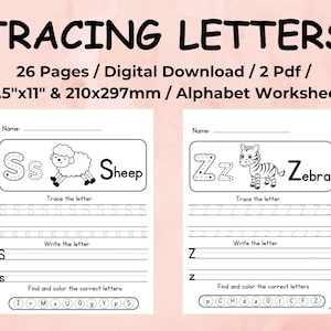 Alphabet Tracing Worksheets: Animal Theme Handwriting Practice (PDF)