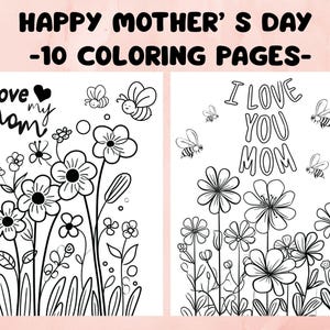 Mother&#39;s Day Coloring Pages, Mother&#39;s Day Gifts, Mother&#39;s Day Printable, Homeschool Coloring Activity, Coloring for Kids, Mom Coloring Page