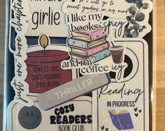 Kindle book stickers, labtop stickers, iPad stickers, sticker packs, bookish stickers, bookish accessories, book lover gift, bookish