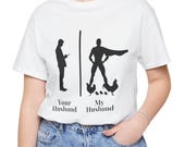 Funny Couple Shirts: Hero Husband Chicken Edition - Relationship Humor Tee, Unique Couple's Shirt, Quirky Farm Lover Top