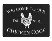 Personalized Metal Sign for Chicken Coop, Rustic Decor for Farmhouse Style, Personalized Welcome Sign, Gift for Chicken Lovers