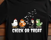 Halloween Chicken T-Shirt | Chick or Treat Softstyle Tee, Unisex Halloween Apparel, Spooky Season Gift, Fun Graphic Shirt