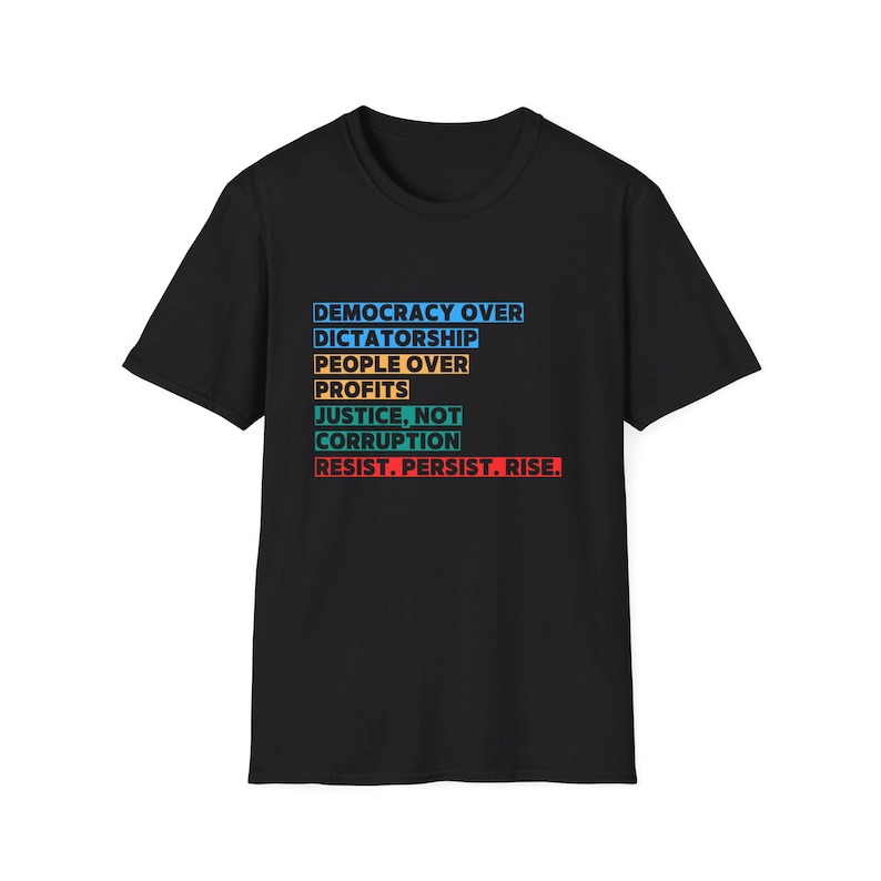 Democracy Over Dictatorship T-Shirt, Activism Tee image 1