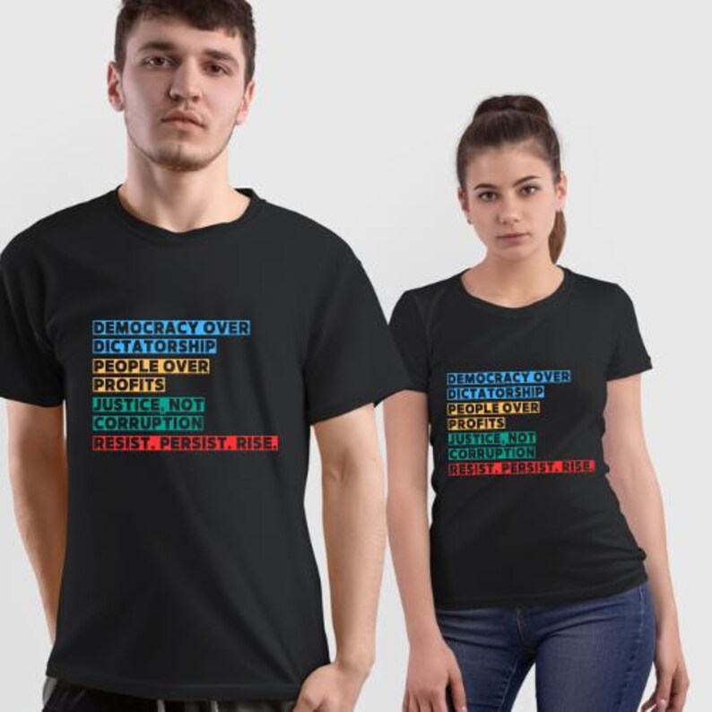 Democracy Over Dictatorship T-Shirt, Activism Tee image 2