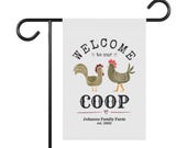 Charming Garden Flag, Rustic Yard Decor, Farmhouse Welcome Sign, Personalized Gift for Chicken Lovers, Outdoor Home Decoration, Poultry