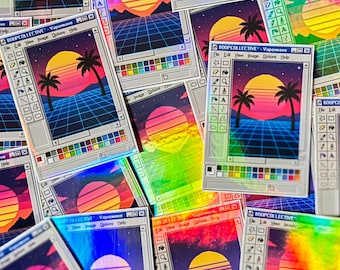 Windows 95 MS Paint Sticker Pack – Vaporwave Pixel Art Scenes – Retro Y2K Aesthetic Vinyl Stickers – Custom Computer Decals (3-Pack)
