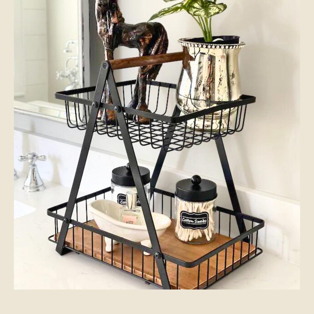 Rustic Bathroom Caddy Farmhouse Bathroom Decor Storage Basket ...