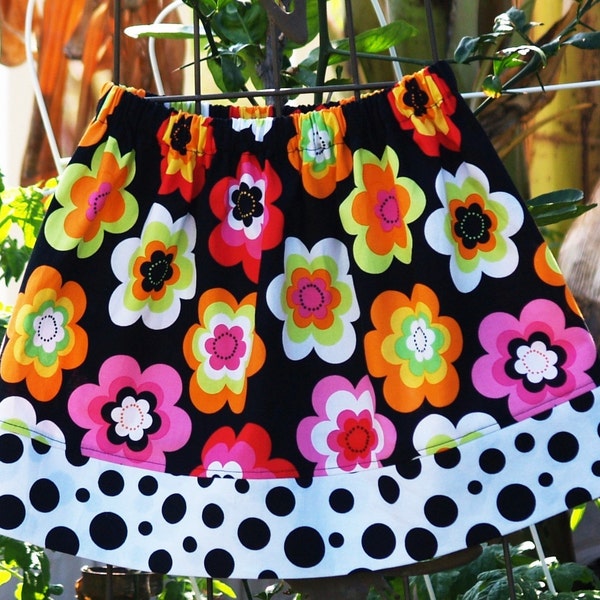 Tangerine Daisies Custom Girls Skirt 6mos-10