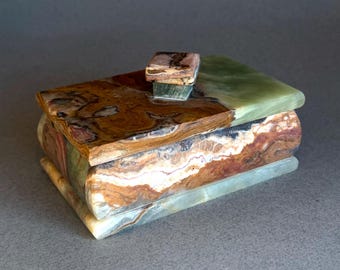 Raw Brown Green Onyx Keepsake/Jewelry Box: Luxury Home Decor by SAÉA Designs