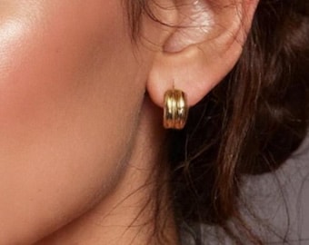 Gold Huggie Earrings • Waterproof 18k Gold Hoops