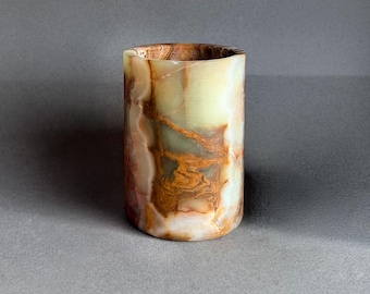 Olive green, caramel & earth | SAÉA Onyx Vessel - Toothbrush, Pen, Tealight Holder
