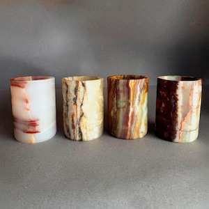 RARE Handmade Onyx Vessel | Toothbrush, Utensil or Pen Holder | Stone Decor by SAÉA