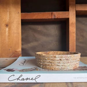 Hand-Carved Onyx Catchall Bowl: Raw Stone Wabi Sabi Decor