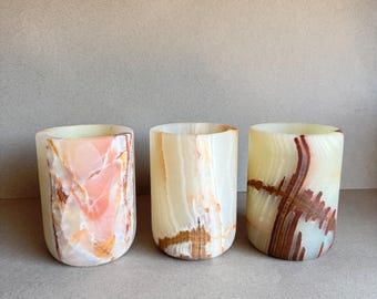 Raw Onyx Jar, Stone Art, Rock Art, Unique Decor, Onyx Art,Pen Holder, Stone Utensil Holder, Plant Pot, Toothbrush Holder, Tealight Holder