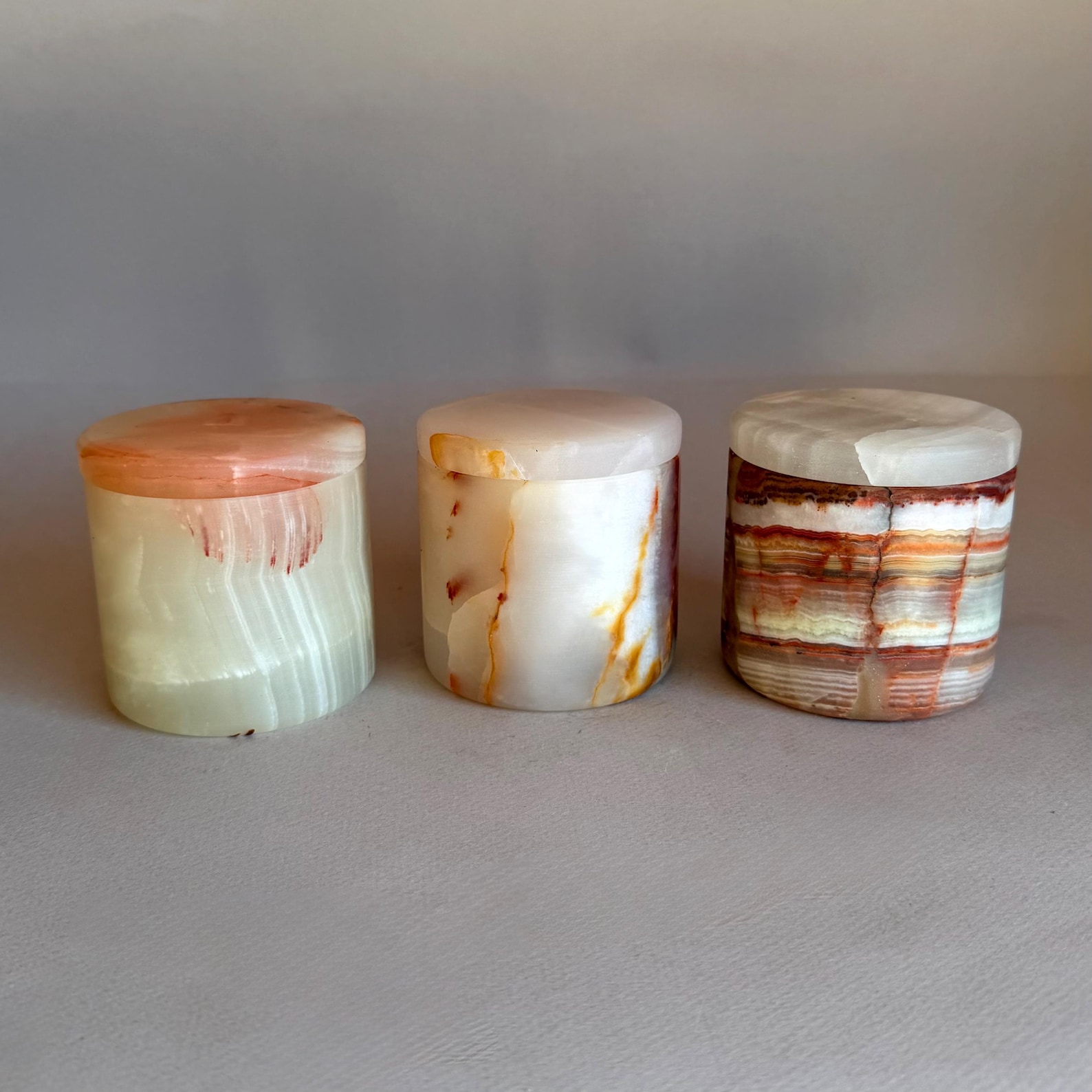 Rare Raw Onyx Salt Cellar with Lid | Stone Trinket Dish by SAÉA