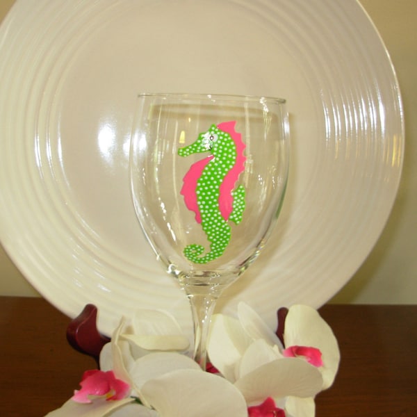 Seahorse Wine Glass Etsy