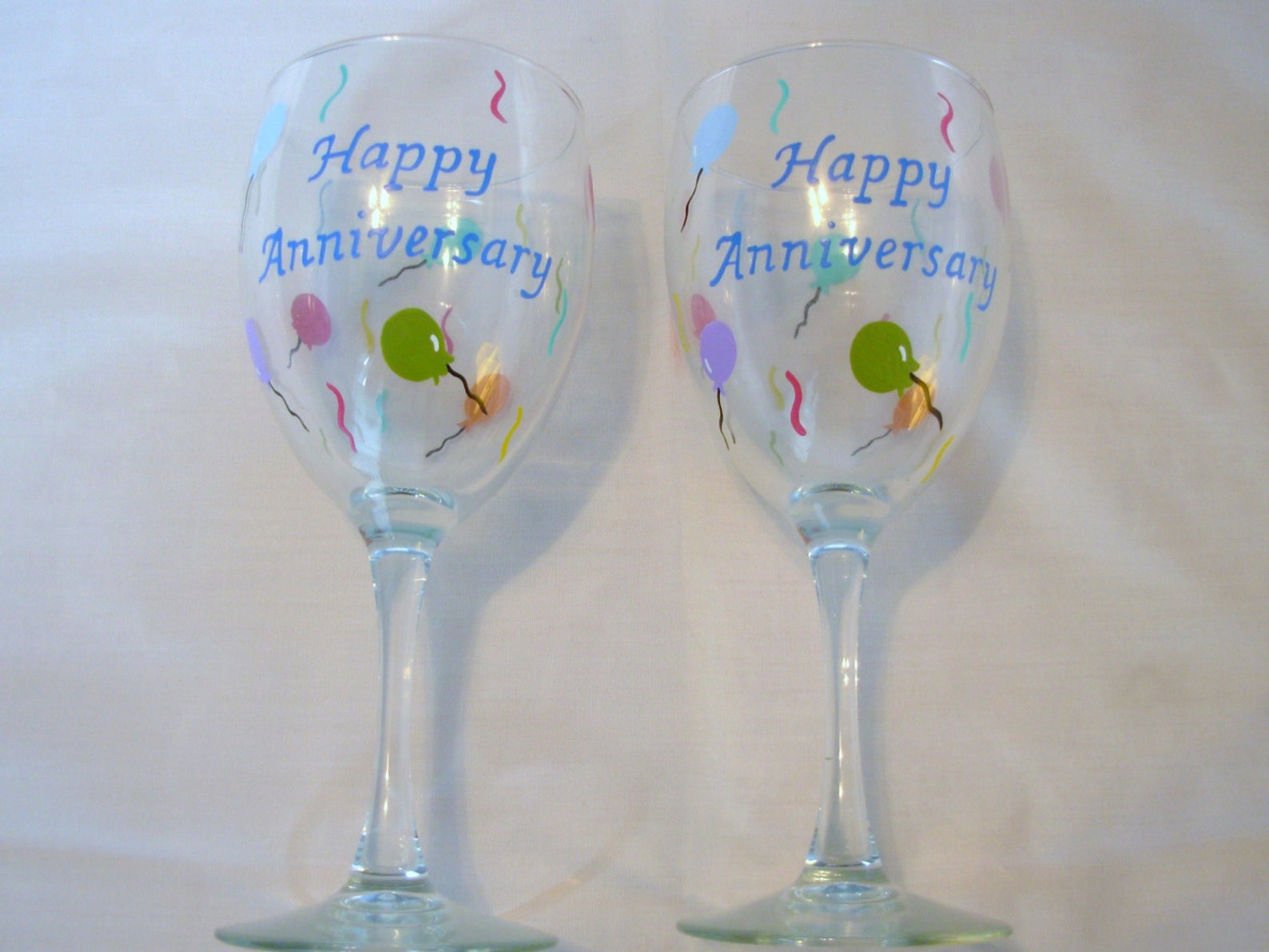 Happy Anniversary Wine Glasses Handpainted Wine Glass Etsy