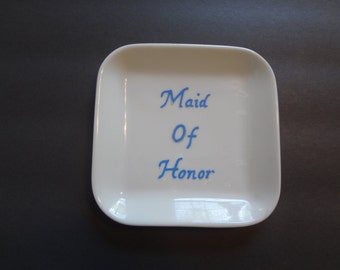 Handpainted Wedding Jewelry Dish, Maid of Honor gift, Wedding Favor, Jewelry Holder, Bridesmaid Gift, Jewelry Dish, Painted Jewelry Dish,