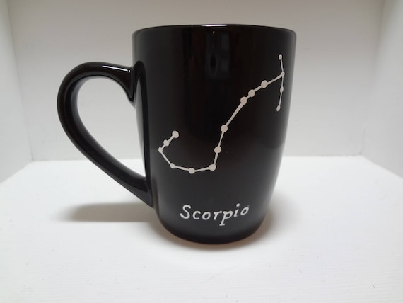 Handpainted Horoscope Mug, Astrological Sign Mug, Personalized Gift, Personalized Coffee Mug, Scorpio Coffee Mug, Birthday Gift, Painted Mug