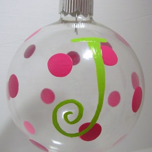 Initial Christmas Ornament Handpainted Glass Ball