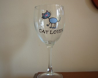 Cat Wine Glass Handpainted Personalized, cat lover gift, painted glass, cat glass, Pet Wine Glass, Cat Wine Glass, Cat Lover Wine Glass