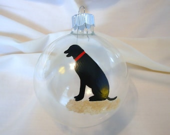 Handpainted Black Lab Dog Personalized Ornament, dog Christmas ornament, painted ornament, handpainted ornament, pet ornament