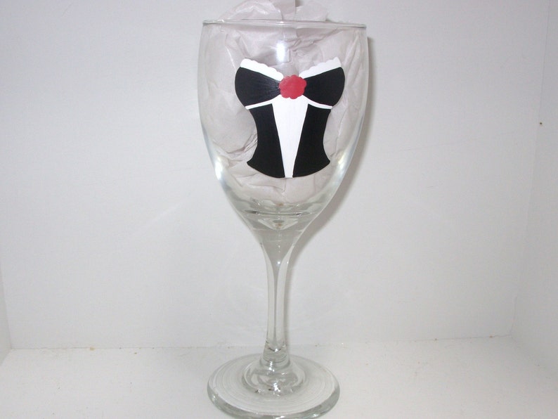 Handpainted Bachelorette Party Wine Glass ,Personalized Wine glass, Bridesmaid Gift, Handpainted Wine Glass, Corset Wine Glass, image 1