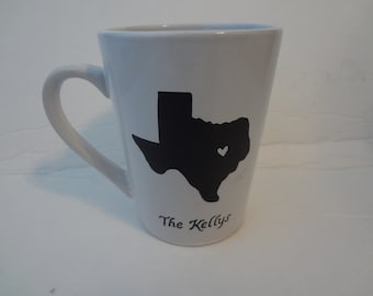 state mug, personalized mug, family mug, retirement gift, moving gift, relocation gift, wedding gift