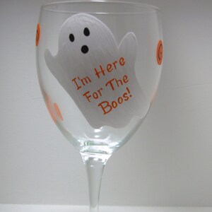 Handpainted Ghost Halloween Wine Glass.personalized glass holiday glass, Boo Wine Glass, Halloween Wine Glass, Ghost Wine Glass,