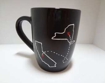 state to state hand painted mug, retirement gift mug, Personalized mug, personalized coffee cup, wedding gift, couple gift, state mug,