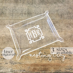 Monogram Tray, Preppy Jewelry Tray, Nesting Tray available in 3 sizes, Personalized Tray, Desk Organizer, Monogrammed acrylic tray, Tray