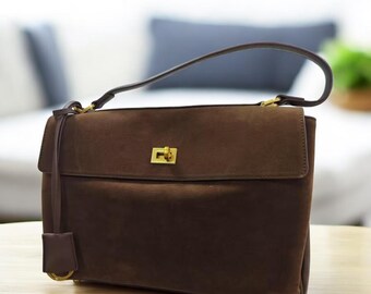 Luxus Wildleder Tragetasche - Große Leder Umhängetasche für Damen & Herren - Designer Unisex Handtasche - Klassische Wildleder Geldbörse mit Top Griff
